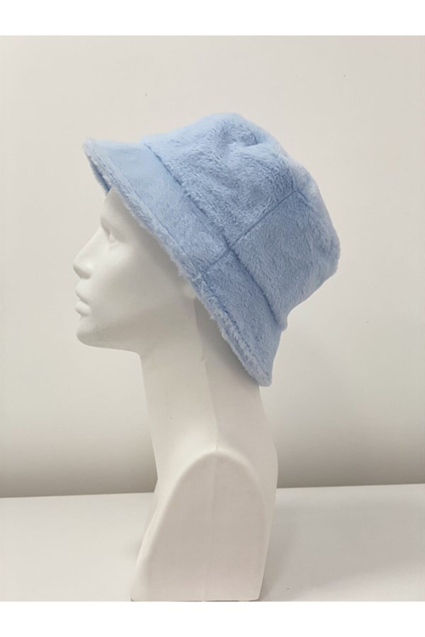 Kadın Bebe Mavi Peluş Şapka