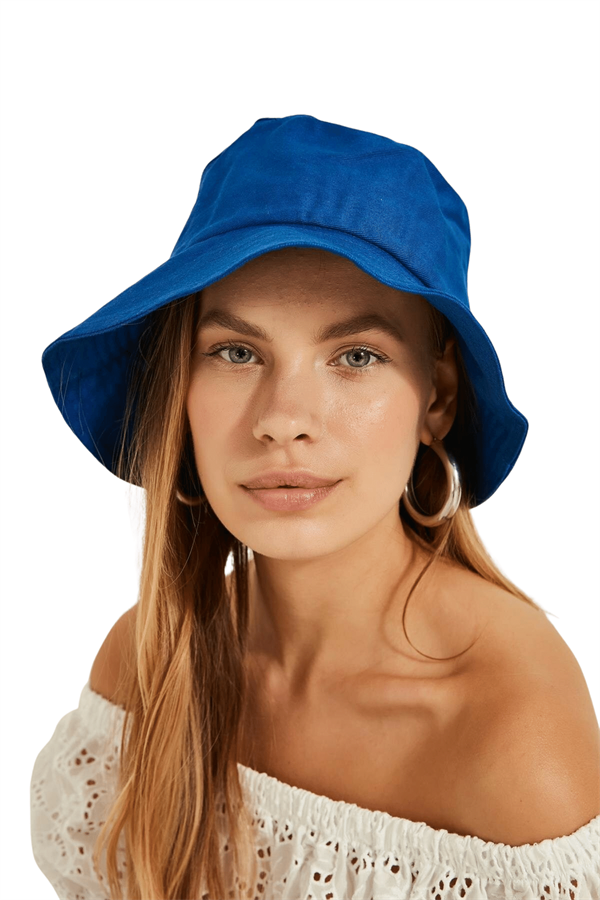 Kadın Saks Mavi Bucket Şapka