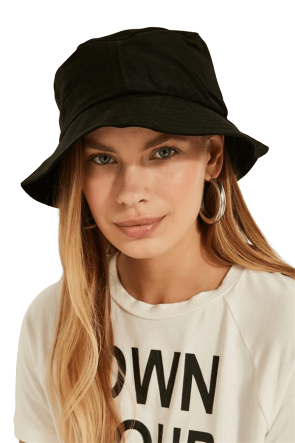 Kadın Siyah Bucket Şapka