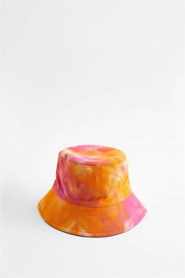 Kadın Turuncu Batikli Bucket Şapka