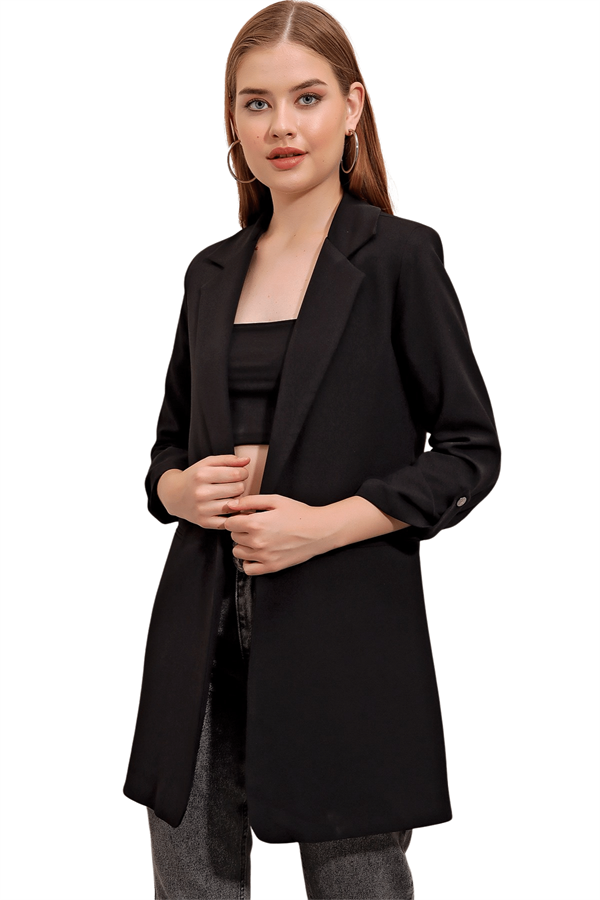 Kadın Siyah Uzun Ceket