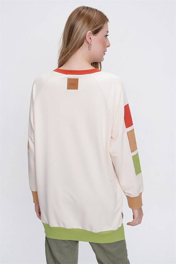 Kadın Bej Kolu Renklı Tunik