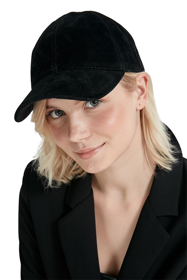 Kadın Siyah Süet Kep Şapka