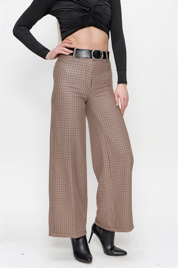 Kadın Vizon Kazayağı Kemerli Cepsiz Pantolon