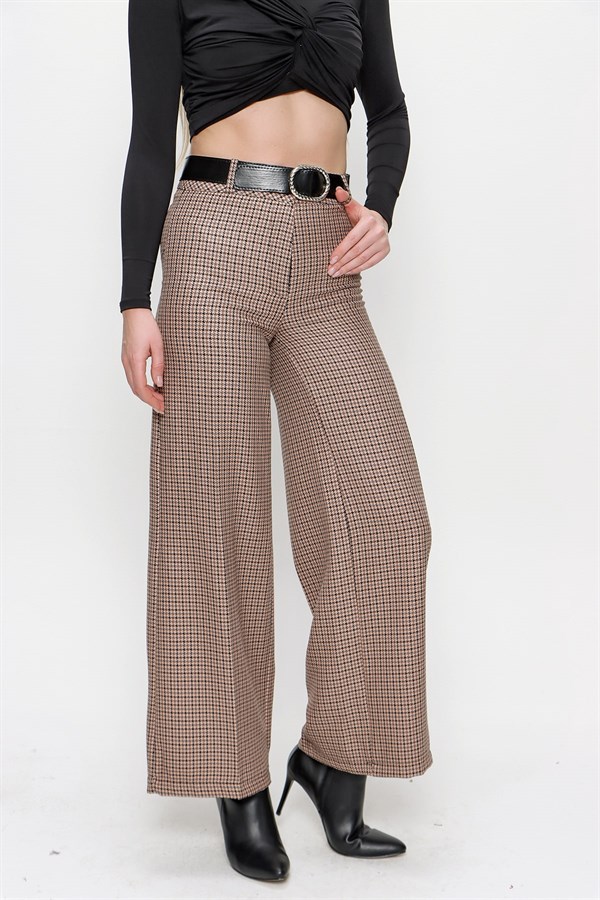 Kadın Vizon Kazayağı Kemerli Cepsiz Pantolon
