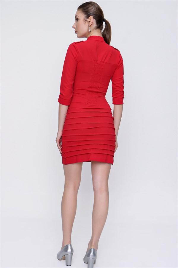 Kadın Kırmızı Nevürlü Elbise