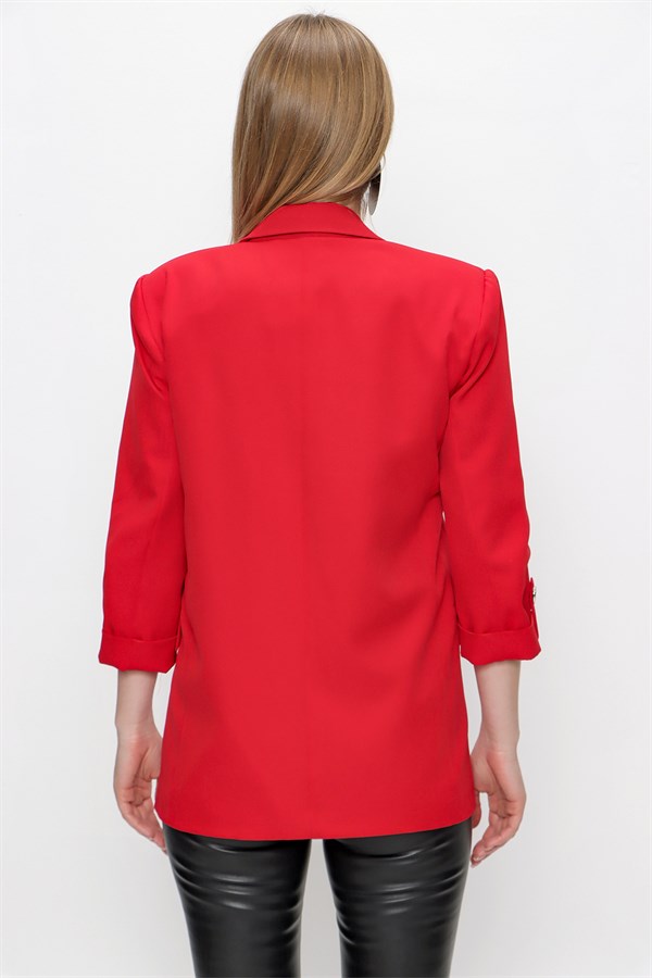 Kadın Kırmızı Kolu Apoletli Ceket