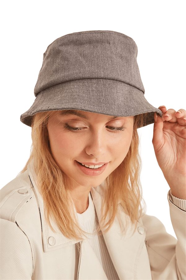 Kadın Gri Bucket Şapka