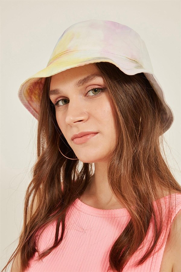 Kadın Lila Batikli Bucket Şapka