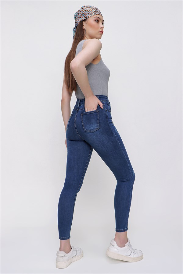 Kadın Mavi Yüksek Bel Kot Pantolon