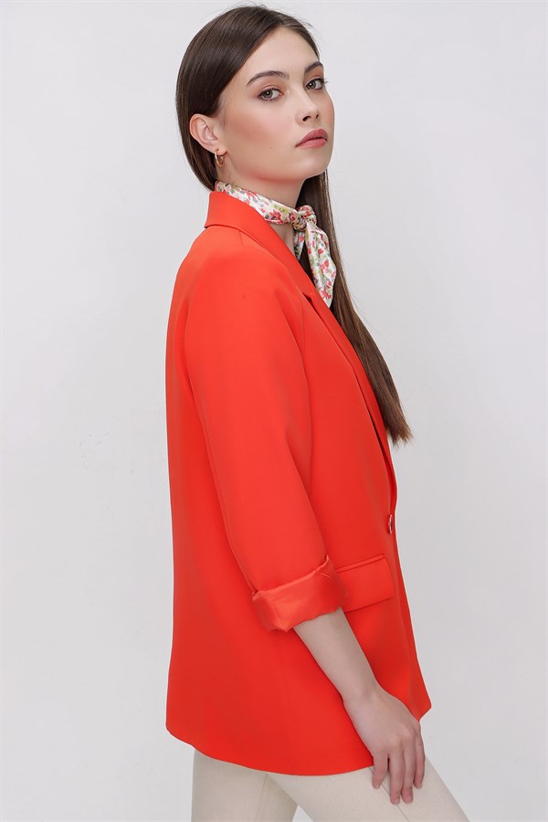 Kadın Orange Kol Katlamalı Kruvaze Yaka Ceket