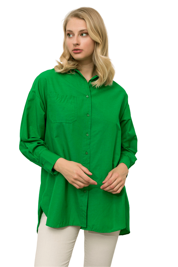 Kadın Yeşil Tek Cep Düz Tunik