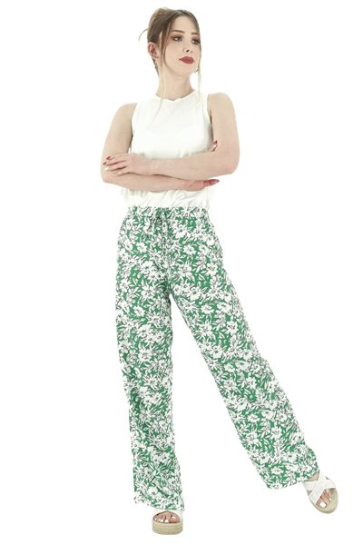 Desenli Kadın Pantolon - Yeşil