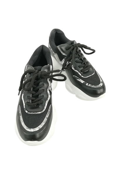 Yılan Desen Kadın Spor Ayakkabı - Siyah