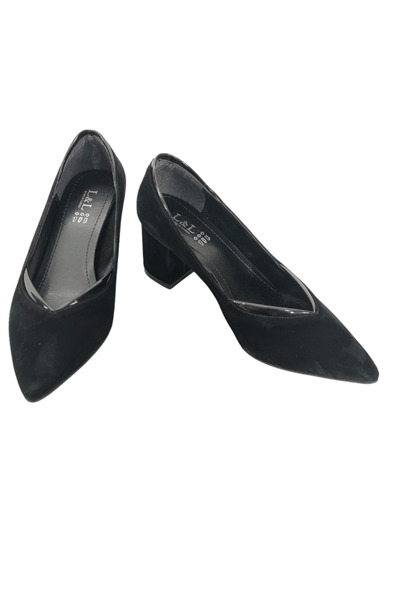 Kadın Süet Topuklu Ayakkabı - Siyah