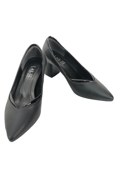 Kadın Cilt Topuklu Ayakkabı - Siyah