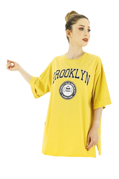 Brooklyn Baskılı Tshirt - Hardal
