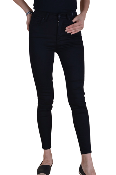 Kadın Gabarin Yüksek Bel Kot Pantolon - Siyah