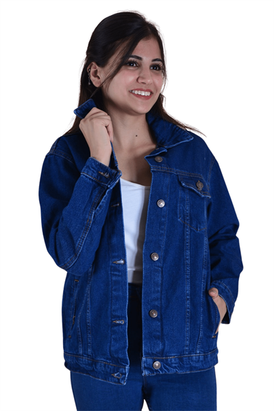 Boyfrend Kadın Kot Ceket - Koyu Mavi