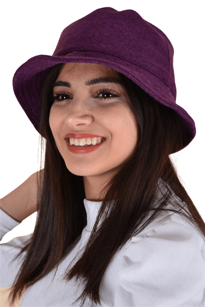 Kadın Mor Kaşe Fotür Şapka