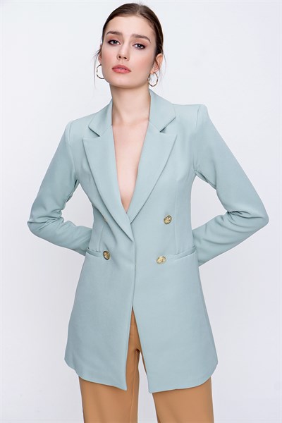 Kadın Çağla Düğmeli Atlas Ceket