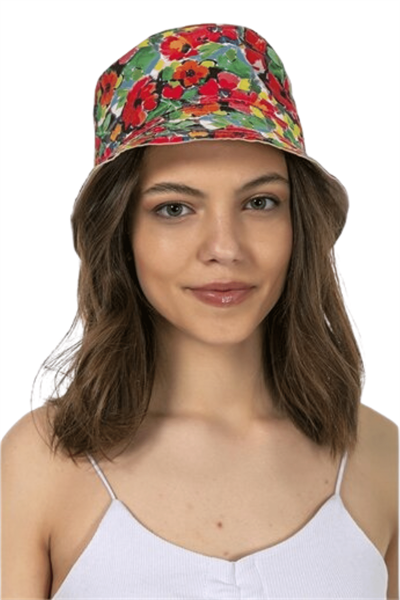 Kadın Karışık Desen Çift Taraflı Bucket Şapka
