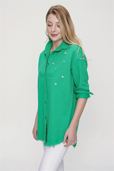 Kadın Yeşil Taşlı Gömlek Tunik