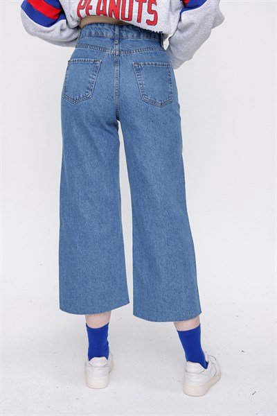 Kadın Açık Mavi Clot Mom Jean Kot Pantolon