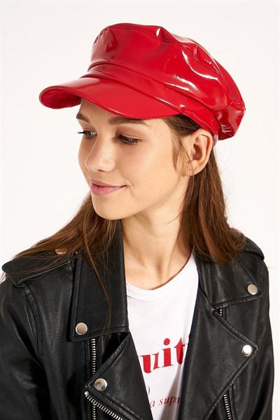 Kadın Kırmızı Ruhan kasket şapka