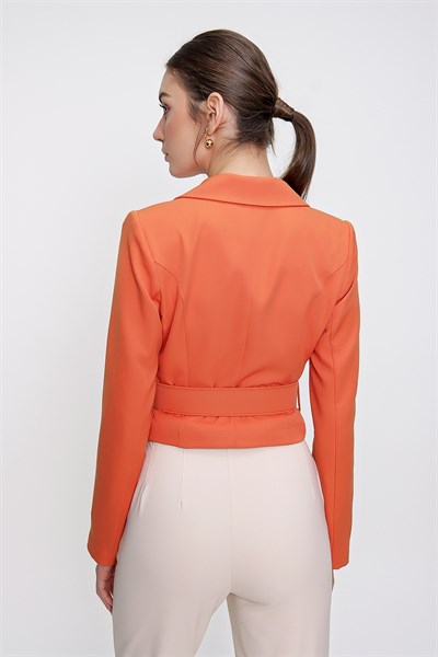 Kadın Orange Kemerli Kısa Ceket