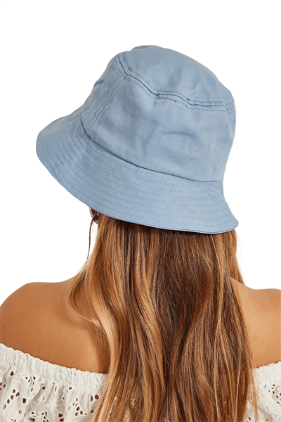 Kadın Beyaz Mavi Çift Taraflı Bucket Şapka
