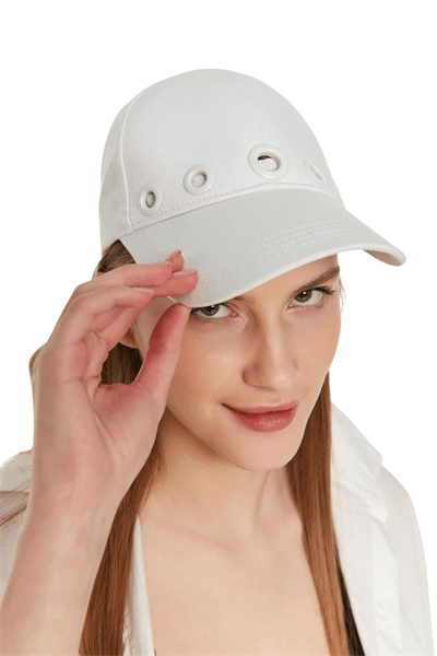 Kadın Beyaz Metal Kuş Gözlü Şapka