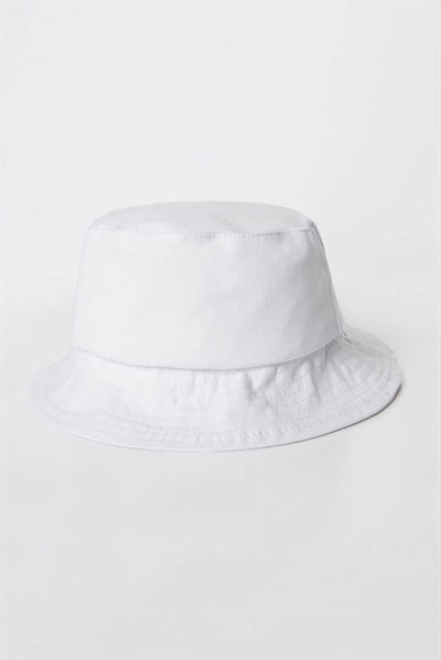 Kadın Beyaz Sade Bucket Şapka