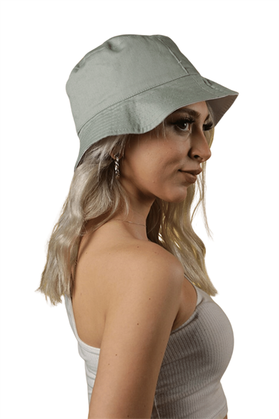Kadın Beyaz Yeşil Çift Taraflı Bucket Şapka
