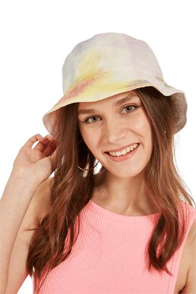 Kadın Lila Batikli Bucket Şapka