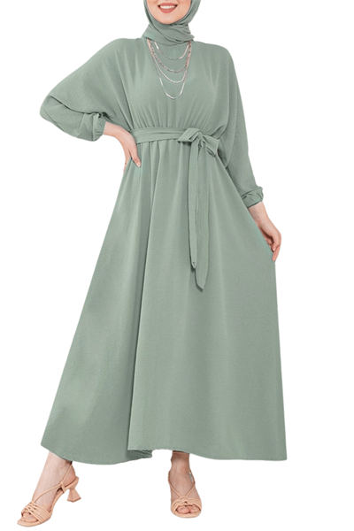 Kadın Mint Kuşaklı Ayrobin Elbise