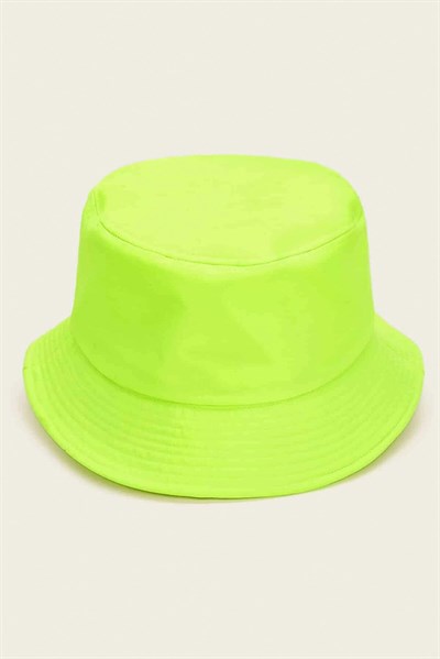 Kadın Neon Yeşili Bucket Şapka