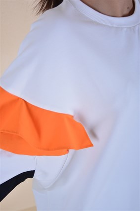 Kadın Orange Kolu Garnili Tunik