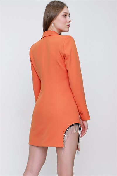 Kadın Orange Yanı Specieal Tasarım Ceket Elbise