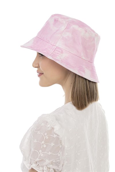 Kadın Pembe Batik Desenli Bucket Şapka