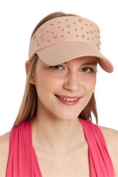 Kadın Pudra Üzeri Taşlı Tenisçi Şapka