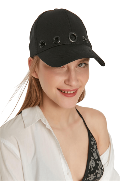 Kadın Siyah Metal Kuş Gözlü Şapka