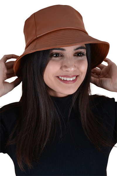 Kadın Taba Deri Fötür Model Şapka